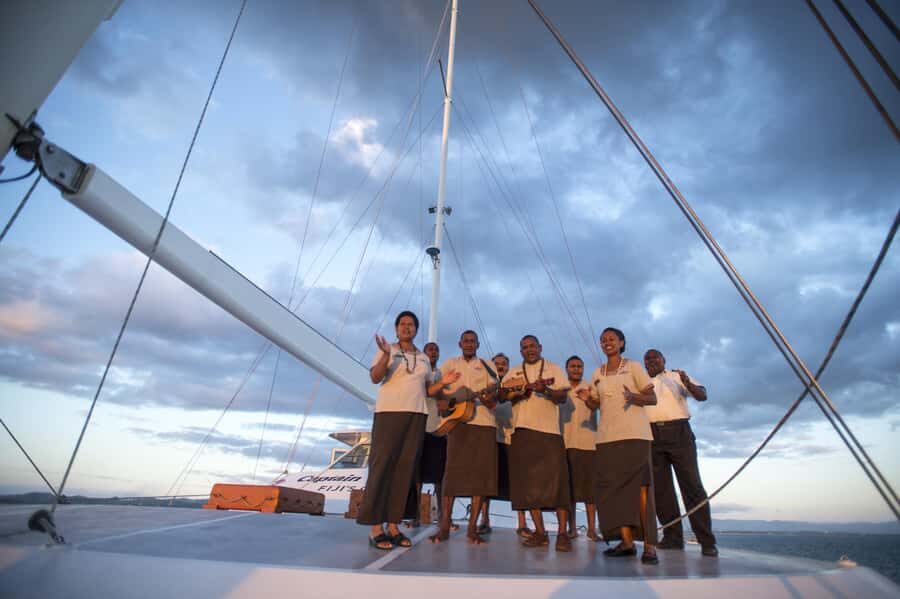Fiji: Captain Cook Cruises Sunset Dinner Cruise with Lobster - The Catamaran Sunset Timing Makes the Night Feel Longer